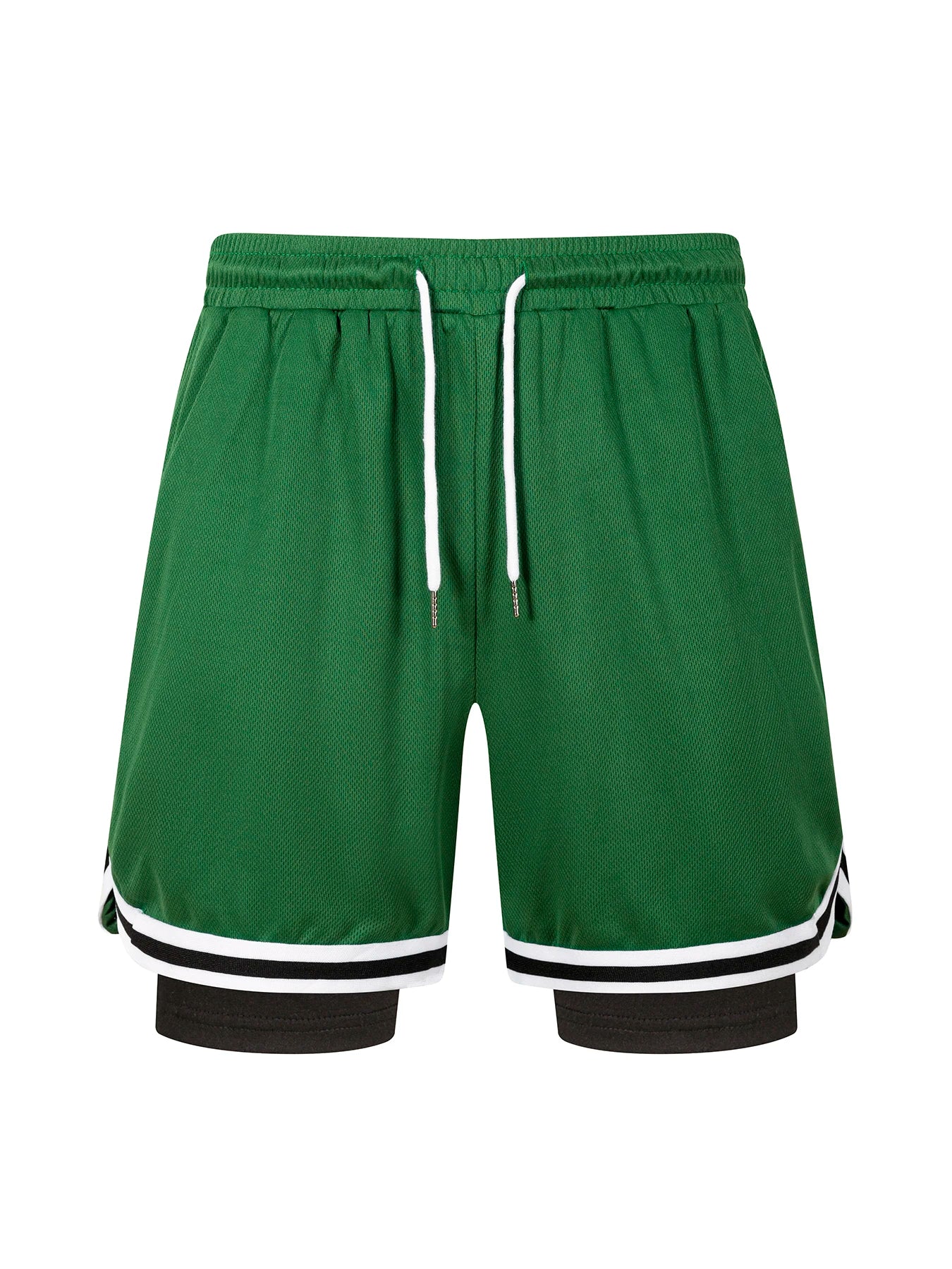 2 in 1 Summer Men's Sports Elastic Waist Basketball Training Shorts Fitness Running Breathable Quick Dry Sportswear Bottoms