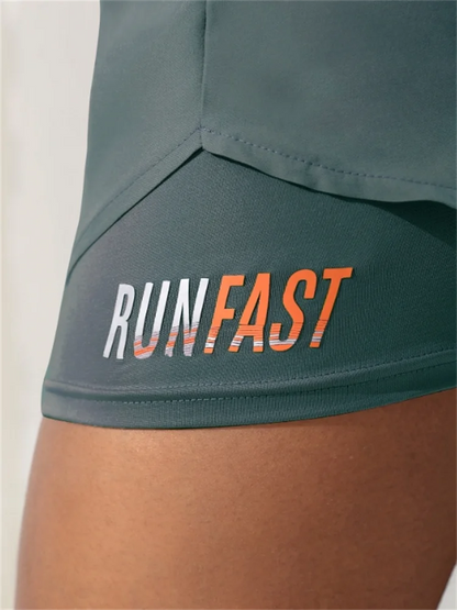 Women's High Rise Yoga Shorts With Elastic Running Shorts Two Pieces Pants With Inside Layer