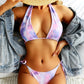 Bikini Swimsuit Women Halter Lace Up Swimwear Tie Dye Bikinis Thong Bathing Suit For Female Summer Beach Wear