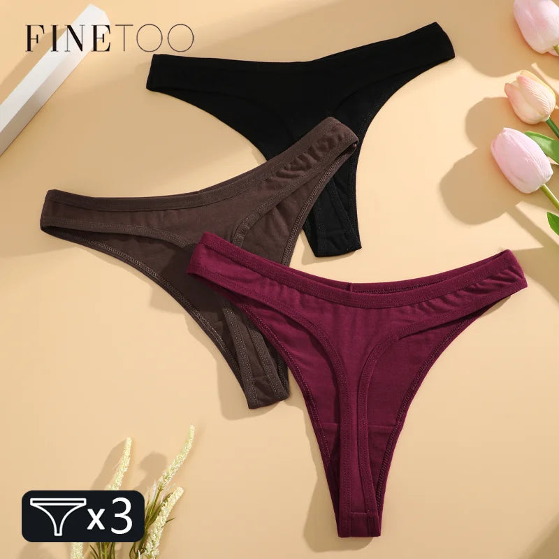 3 Pack Cotton Seamless Panties Comfort Underwear Women Low Waist Breathable Thongs Solid Sport G-String Soft Lingerie