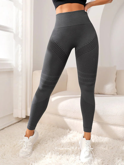 Women's High Waisted Elastic Fitness Leggings Running Yoga Pants Sports Lines Lift Sports Pants