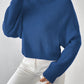 Women's Ribbed Knitted Sweater Mock Neck Long Sleeve Pullover High Neck Drop Shoulder Jumper