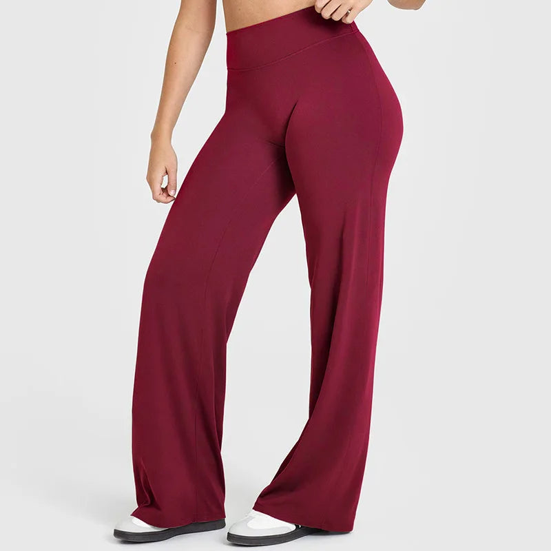 Women's Mid Waist Sport Trousers Wide-Leg Pants Ultra Soft Yoga Pilates Running Gym Pants