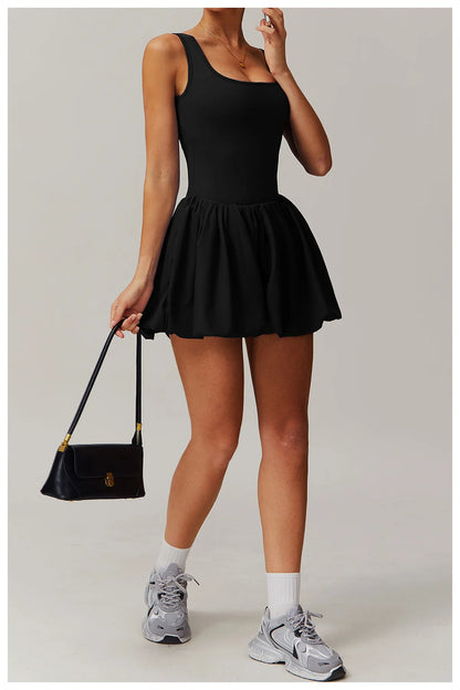 Two-piece Sports Dress Women's Anti Glare Yoga Jumpsuit Outdoor Running Fitness Tennis Skirt Workout Rompers Yoga Set