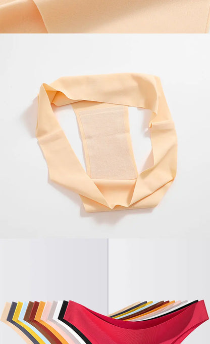 6 Pack Ice Silk Seamless Underwear Low Waisted Pants Breathable High Elasticity Lingerie Intimates Panties Briefs