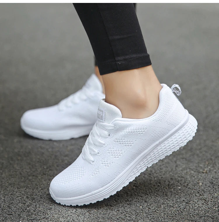 Women's Flats Fashion Lightweight Lace Up Round Toe Sneakers Walking Shoes