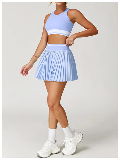 2 Piece Yoga Suit Yoga Sports Women Tennis Fitness Suit Running Sports Short Skirt Yoga Set Workout Set Athletic Wear
