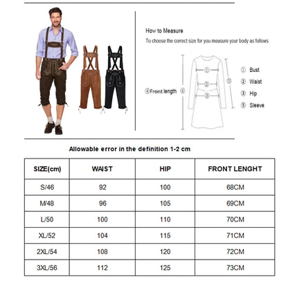 Men's Carnival Munich Oktoberfest Costume Faux Leather Pants Waiter Cosplay Fancy Party Dress