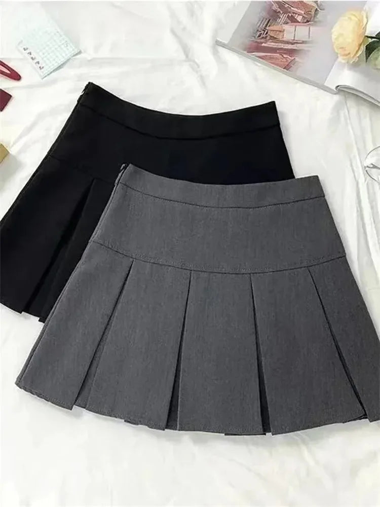 Vintage Grey Pleated Skirt Women High Waist Mini Skirts Streetwear Skirt The Clothing Company Sydney