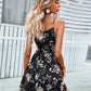 Floral Print Short Dress Women Summer Backless Beach Sundress Casual Sleeveless Lace-up Dresses