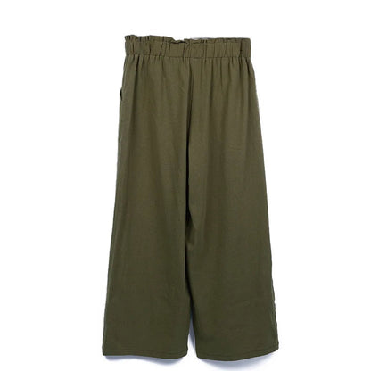 Women's Cotton Linen Loose Wide Leg Pants Summer Female High Elastic Waist Button Casual Streetwear Trousers The Clothing Company Sydney
