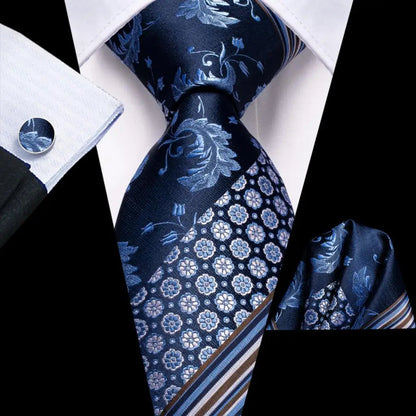 Blue Paisley Silk Tie Set – Necktie, Cufflinks & Hanky for Men The Clothing Company Sydney