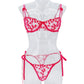 Heart Shaped Embroidery 2 Piece Lace Lineries Outfit Set