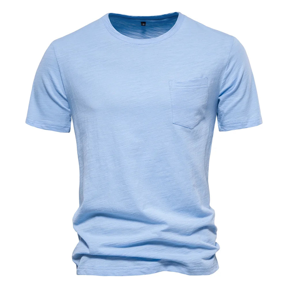 100% Cotton Men's T-shirt Casual Soft Fitness Summer T-shirts O-Neck Short Sleeve Top