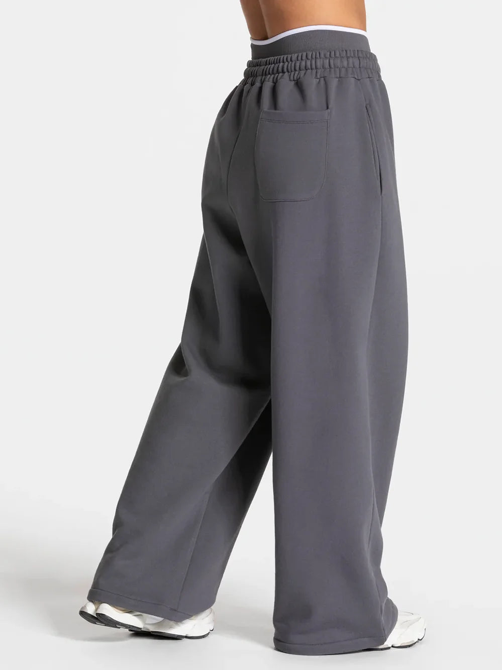 Women's Contrast line Wide Leg Joggers Running Trouser Cotton Mid Waist Casual Loose Sports Yoga Pants With Back Pocket Gymwear The Clothing Company Sydney
