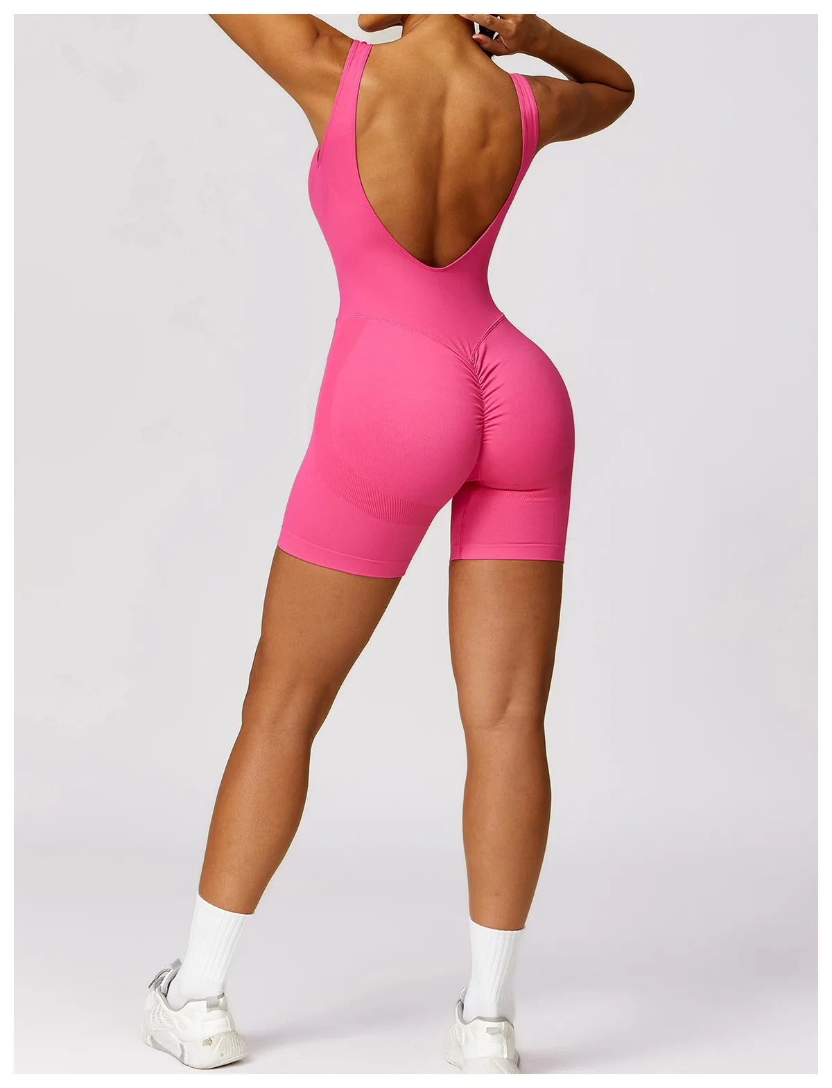 Women's Romper Yoga Hollow Backless Scrunch Seamless One Piece Outfit Fitness Overalls Playsuit Gym Sport Short Jumpsuit