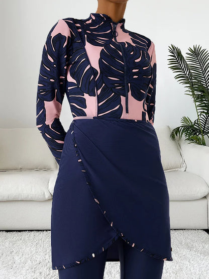 3 Piece Swimwear Women Long Sleeve Swimsuit Long Pants Top Conservative Bathing Suit