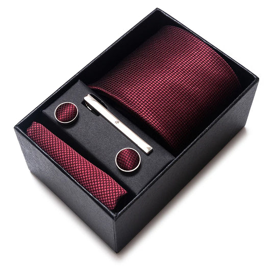 4 Piece Tie Handkerchief Cufflink Set For Men Necktie Holiday Gift Box Blue Gold Suit Accessories Slim Wedding Set The Clothing Company Sydney
