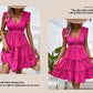 Summer Midi Dresses Casual Red Ruffle Big Hem Holiday Beach Dress Fashion Sleevelee V Neck Dresses