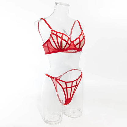 Irregular Plaid Lingerie 2 Piece Sets Mesh Patchwork See Through Bras And Thongs Suits Intimate Outfit The Clothing Company Sydney