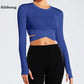 Long Sleeve Midriff Yoga Tops Sports Fitness Crop Top Gym Shirts Slim Fit Running Tank Tops Criss Cross Top The Clothing Company Sydney