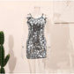 Shiny Metallic Sequin Halter Dress Women Sleeveless Round Neck Bodycon Mini Dresses Summer Glitter Party Robe The Clothing Company Sydney