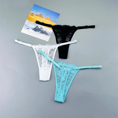 3 Pack Adjustable Transparent Thong Panties Womens Lace Underwear Low Waist T-back String Underpants The Clothing Company Sydney