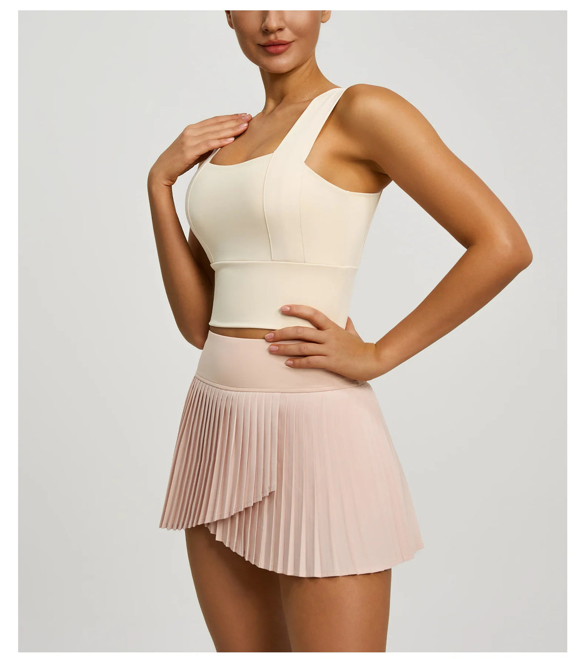 2 Piece Fitness Matching Set Women's Gym Sports Bra Sleeveless Crop Top+ Skirts Tennis Skorts Running Tracksuit Workout Sportswear