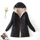 Women's Jacket Winter Mid Length Hooded Fit Plus Fleece Cotton Padded Coat Warm Lamb Fleece Parkas Winter Jackets