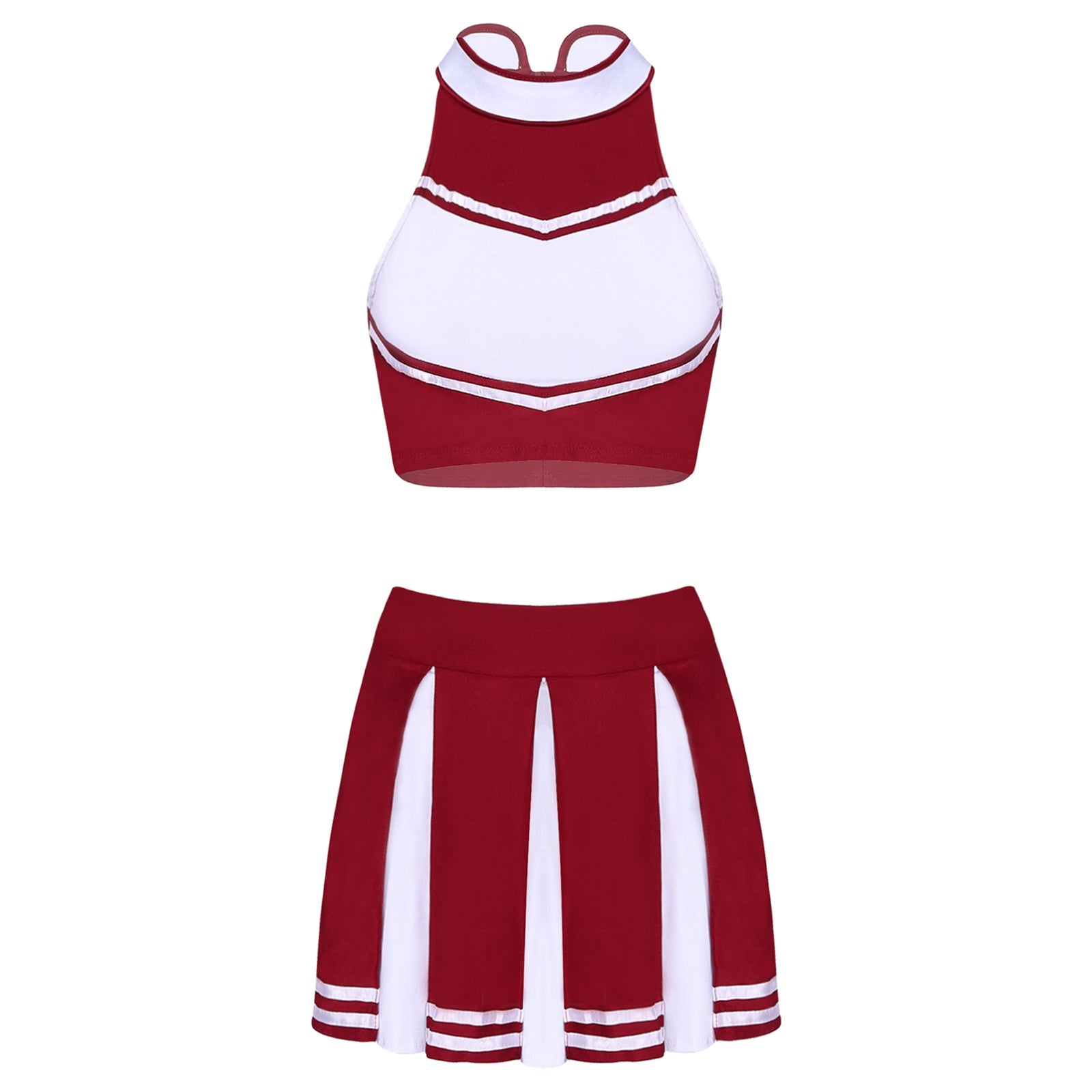 Women's Cheerleader Cosplay Costume Uniform Outfit Stand Collar Crop Top with Mini Pleated Skirts Carnival Cheerleading Suit The Clothing Company Sydney