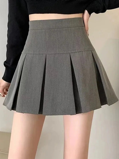 Vintage Grey Pleated Skirt Women High Waist Mini Skirts Streetwear Skirt The Clothing Company Sydney