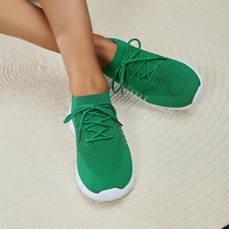 Mesh Breathable Soft Sole Sneakers Lightweight Non-Slip Running Walking Casual Lace Up Flats Shoes