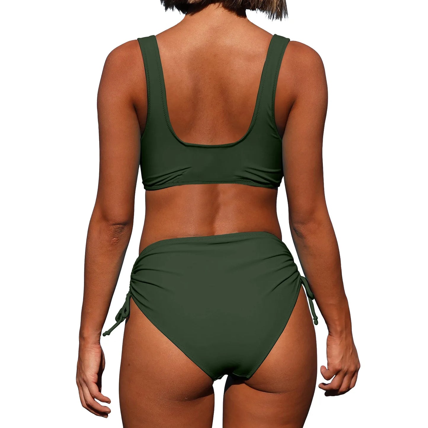 Split Twist Wrap Lace Up Hollow Out Swimsuit Two Piece Swimwear