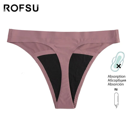 5 Pack Plus Size Seamless Thong Menstrual Panties Absorbency Period Underwear Leak Proof G-String Pants