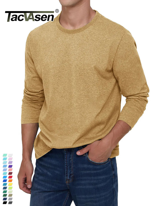 TACVASEN Long Sleeve Cotton T-shirt Mens Breathable Moisture Wicking Casual T-shirt Spring Pullover Crew Neck Basic Tee Tops Man The Clothing Company Sydney