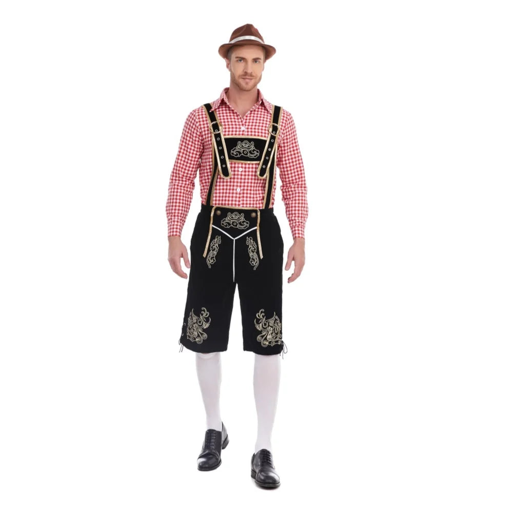 Men's Three Piece Oktoberfest Lederhosen Costume Bavarian German Festivals Suspenders Shirt Hat Male Cosplay Costume The Clothing Company Sydney