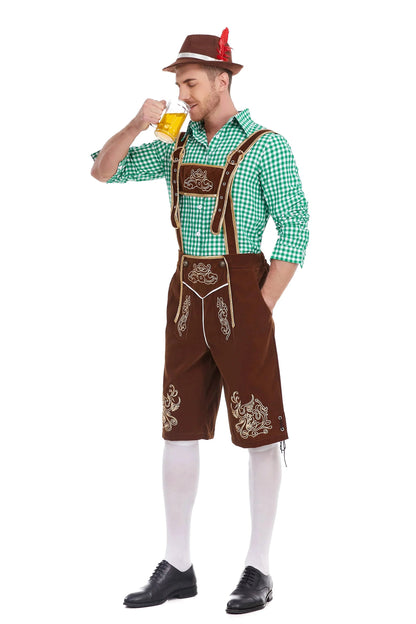 Men's Three Piece Oktoberfest Lederhosen Costume Bavarian German Festivals Suspenders Shirt Hat Male Cosplay Costume The Clothing Company Sydney