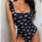 Fruit print one piece swimsuit women Bandeau swimwear female Vintage monokini Sports bathing suit beach wear The Clothing Company Sydney