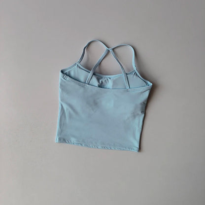 2 Piece Yoga Gym Set Halter Top Set Yoga High Waist Shorts Backless Tights Bra Vest Seamless Stretch Ribbed Shorts Set