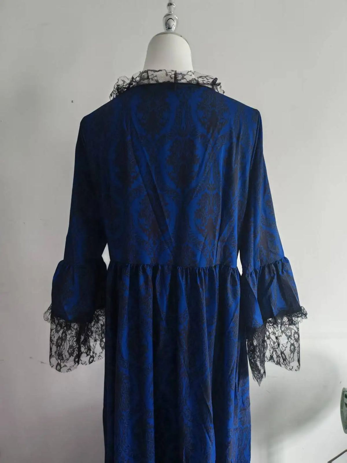 Medieval Victorian Court Lace Patchwork Gothic Halloween Witch Cosplay Party Costume Square Neck Flare Sleeve Maxi Dress