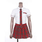 Women's Cosplay Costume Adult School Uniform Short Sleeve Shirt with Plaid Skirt for Halloween Role Play Party The Clothing Company Sydney