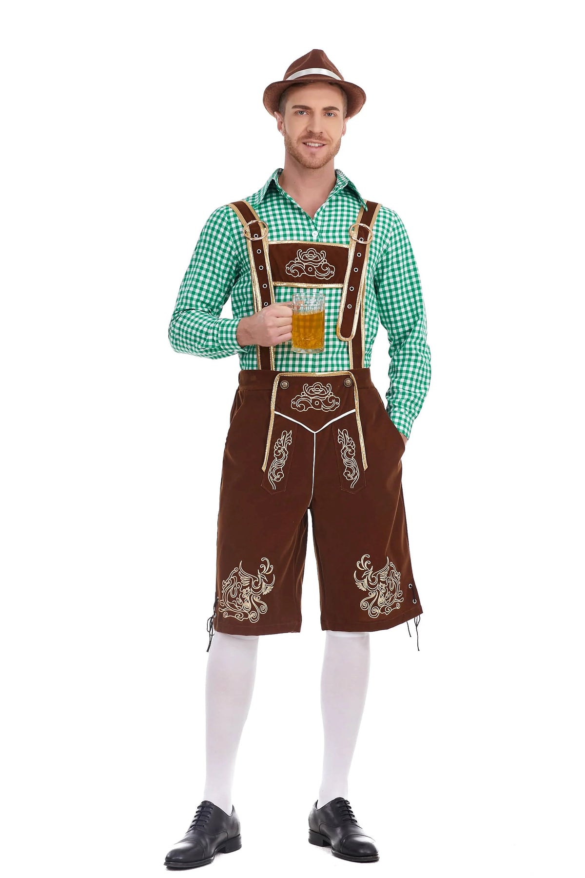 Men's Three Piece Oktoberfest Lederhosen Costume Bavarian German Festivals Suspenders Shirt Hat Male Cosplay Costume The Clothing Company Sydney