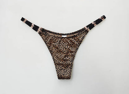 Seamless Thong Women Underwear Briefs Panties Zebra Flower Low Rise Metal Buckle G String Undies