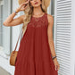 Hollow Lace Patchwork Halter Neck Women A Line Dress Summer Casual Solid Color Loose Beach Holiday Sundress