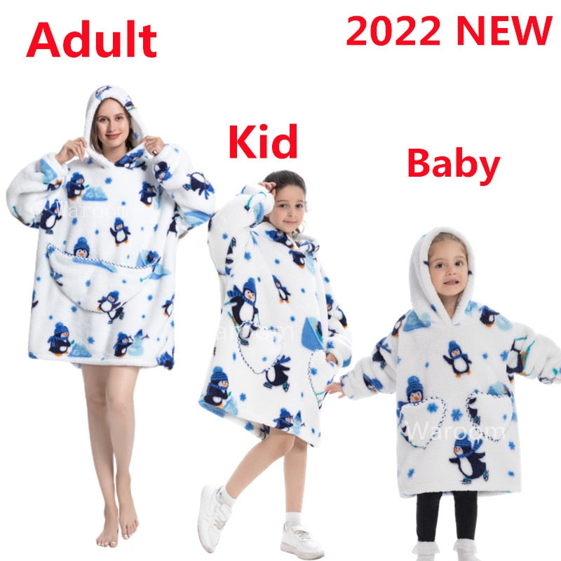 Family Hoodie Blanket for Winter Large Oversize Hoodie for Adult and Child Wearable Hooded Blanket The Clothing Company Sydney