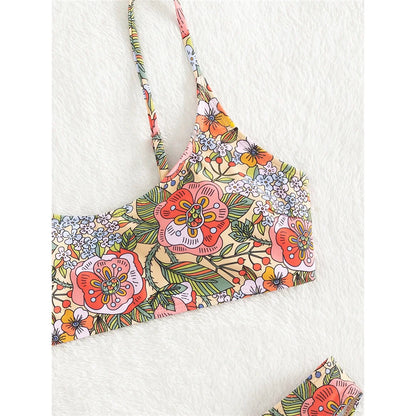 Floral Printed Brazilian Mid Waist Bikini Women Swimwear Swimsuit Two-piece Bikini set Bather Bathing Suit The Clothing Company Sydney