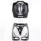 Lingerie Set Woman 3 Piece Vest Top Seamless Underwear Garter Belt Set Thong Black Intimate Exotic Set