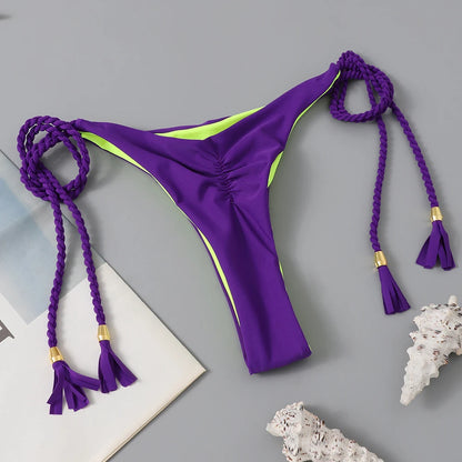 2 Piece Triangle String Bikini Swimsuit Solid Thong Swimwear Swimming Suit Summer Beachwear - The Clothing Company Sydney