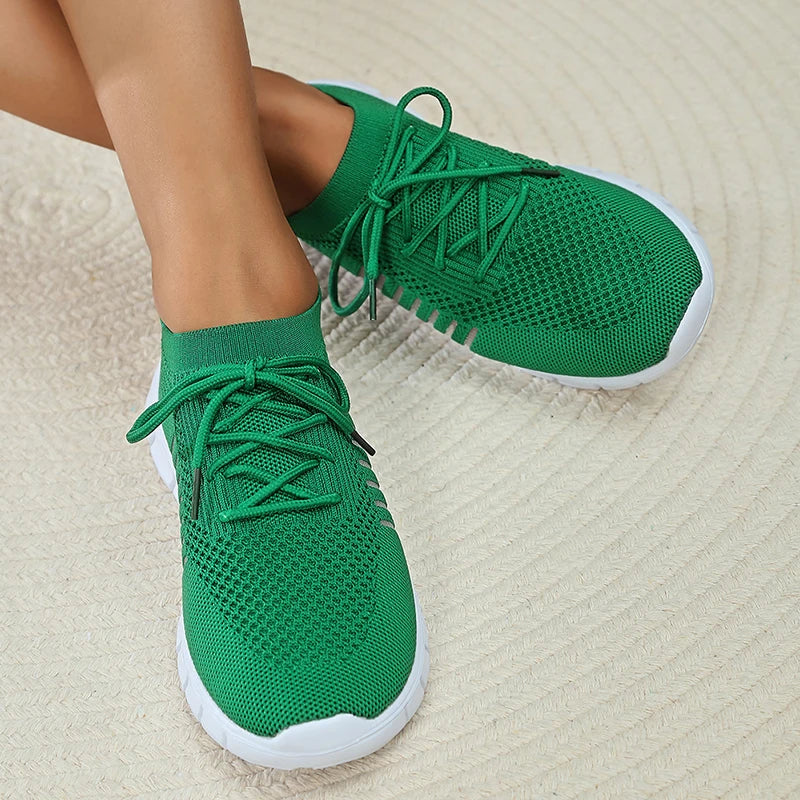 Mesh Breathable Soft Sole Sneakers Lightweight Non-Slip Running Walking Casual Lace Up Flats Shoes The Clothing Company Sydney