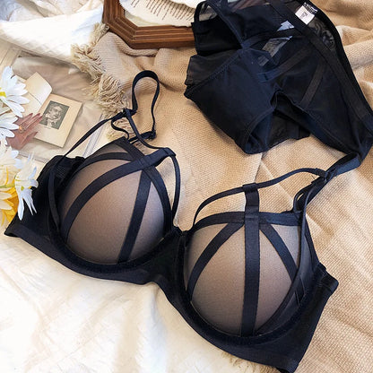 2 Piece Women Lace Underwear Hollow Push Up Bra Set Classic Bandage Lingerie Fashion Fluorescent Plus Size Set